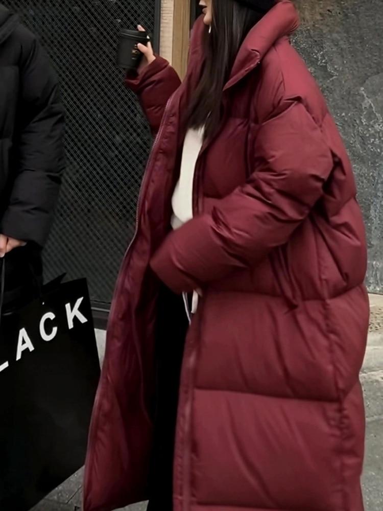 Übergroßen Langen Mantel Frauen Winter Unten Baumwolle Jacke Weiblichen Koreanischen Mode Gepolsterten Mantel Damen Casual Dicke Warme Zipper Mäntel
