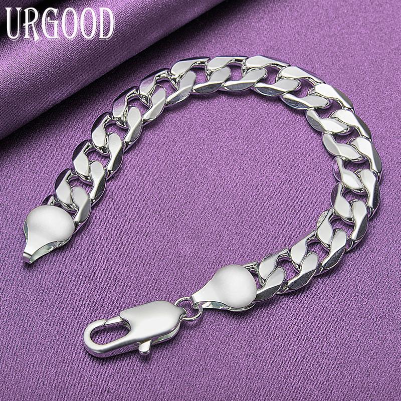 Modisches Armband aus 925er-Sterlingsilber mit 12 mm Seitenkette