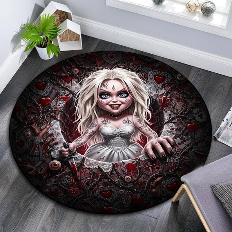 Tappeto Rotondo con Stampa Cartoon, Tappeto per Soggiorno Camera da Letto Divano Sala Giochi Decorazione, Tappetino Antiscivolo