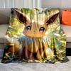 Japanese Anime Blanket with Eevee Umbreon Print, Soft Flannel Fluffy Camping Blanket for Children Adults Sofa Blanket Great Gift