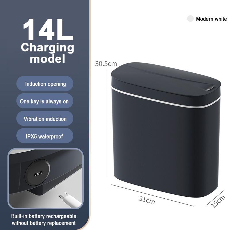 

Автоматический датчик мусорного ведра электрический бесконтактный умный мусорный бак кухня ванная водонепроницаемый мусорное ведро с крышкой домашняя мусорная корзина новый 12L серый