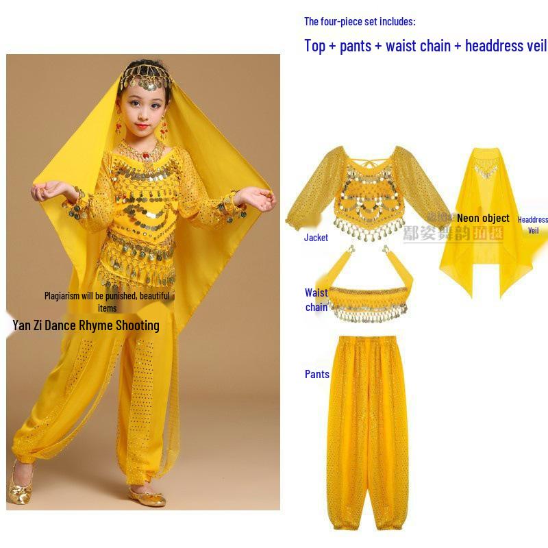 Children's Xinjiang Ethnic Dance Costume for Girls - Toddler Belly Dance Performance Outfit