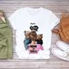 Women Cartoon Momlife Mom Mother Boy Girl Print Mother Lady T Shirts Top T Shirt