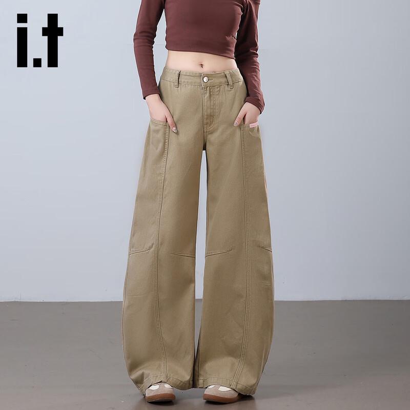 

izzue it Women s Pure Cotton Curved Wide-Leg Jeans XL