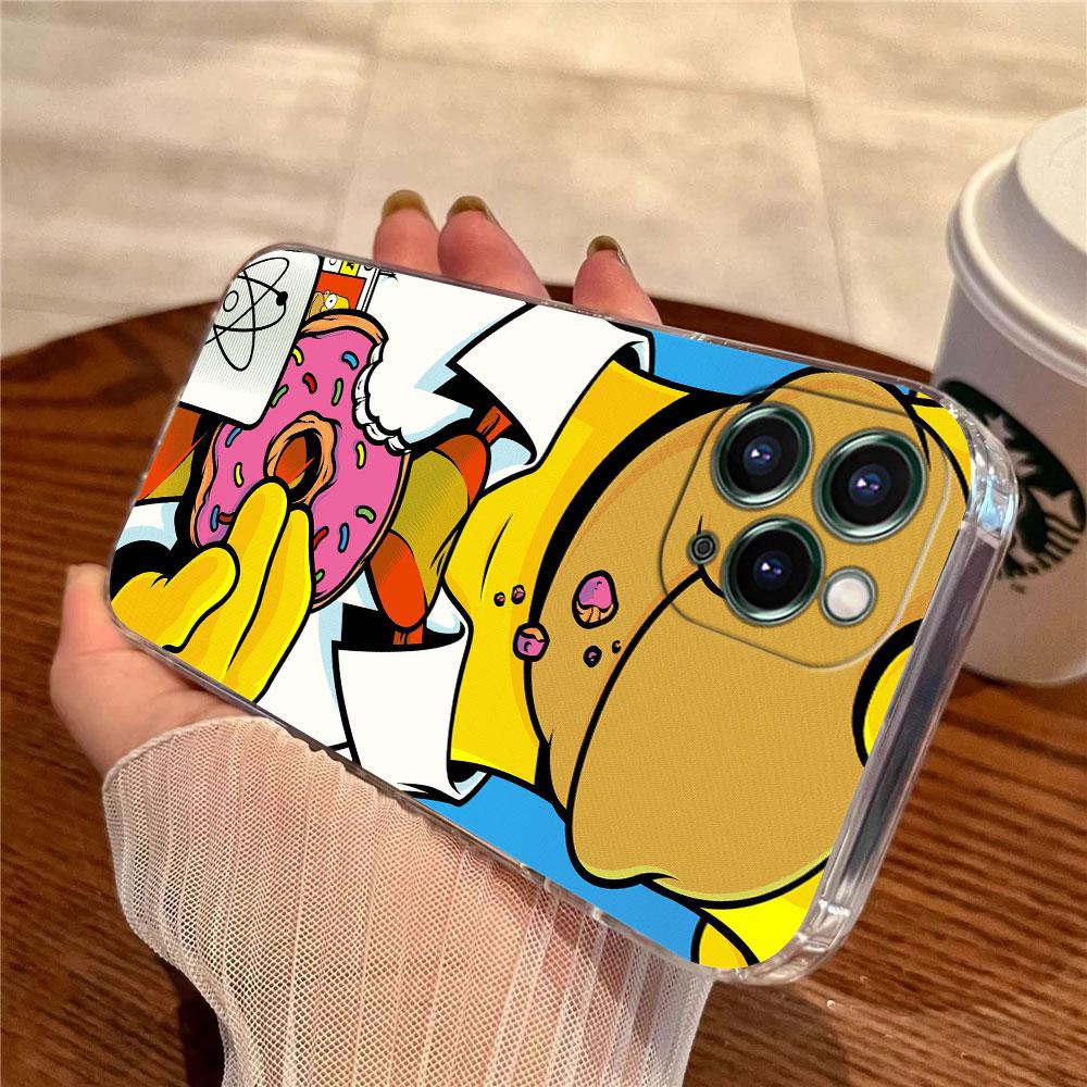 Cartoon Homer S-Simpson-Familie Transparente Handyhülle Für iPhone 17 Pro Max 17E 11 12 13 14 15 16 Pro Max Plus 17 Air 16E Hülle
