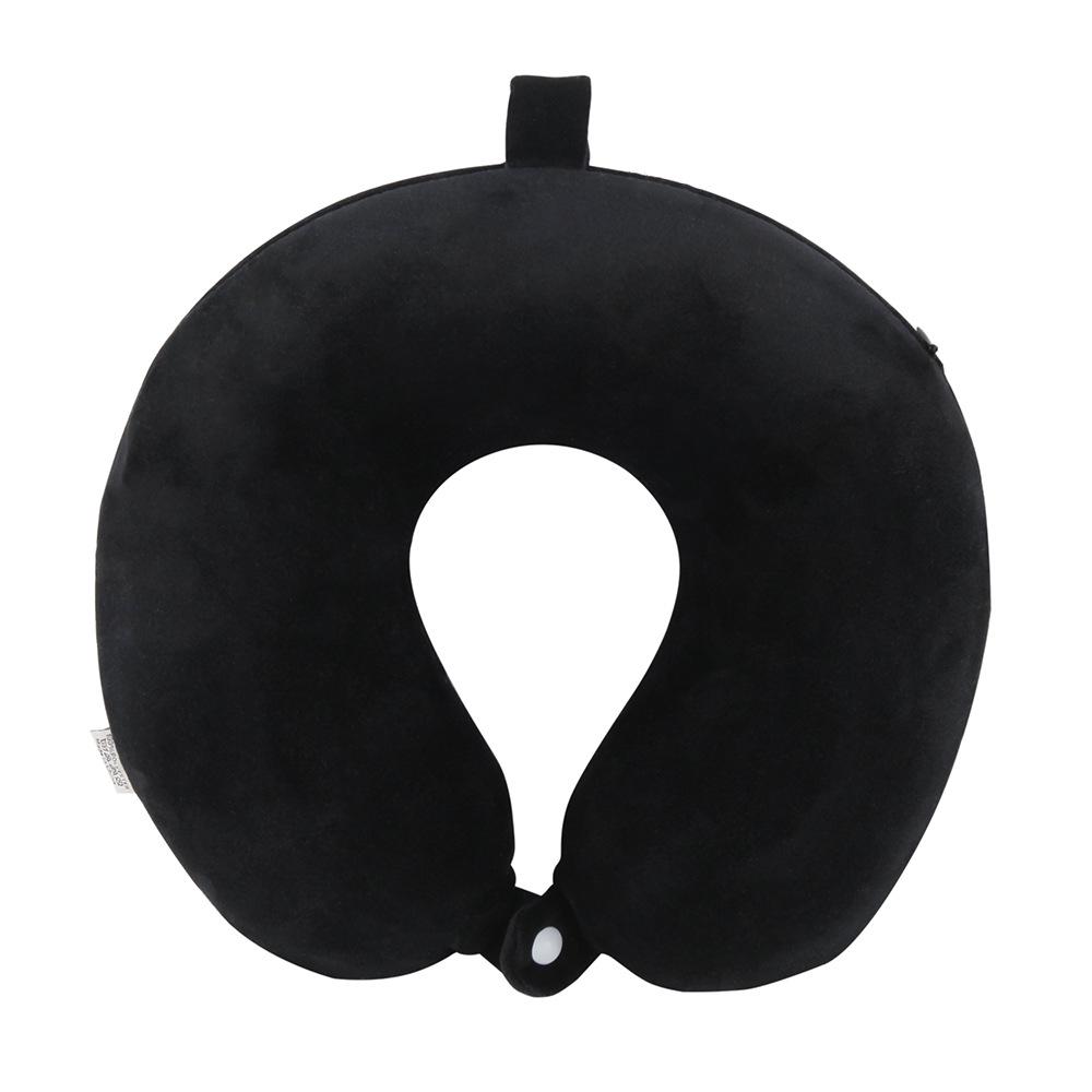 U-Shaped Travel Neck Pillow with Embroidered Logo - Solid Color Memory Foam Design