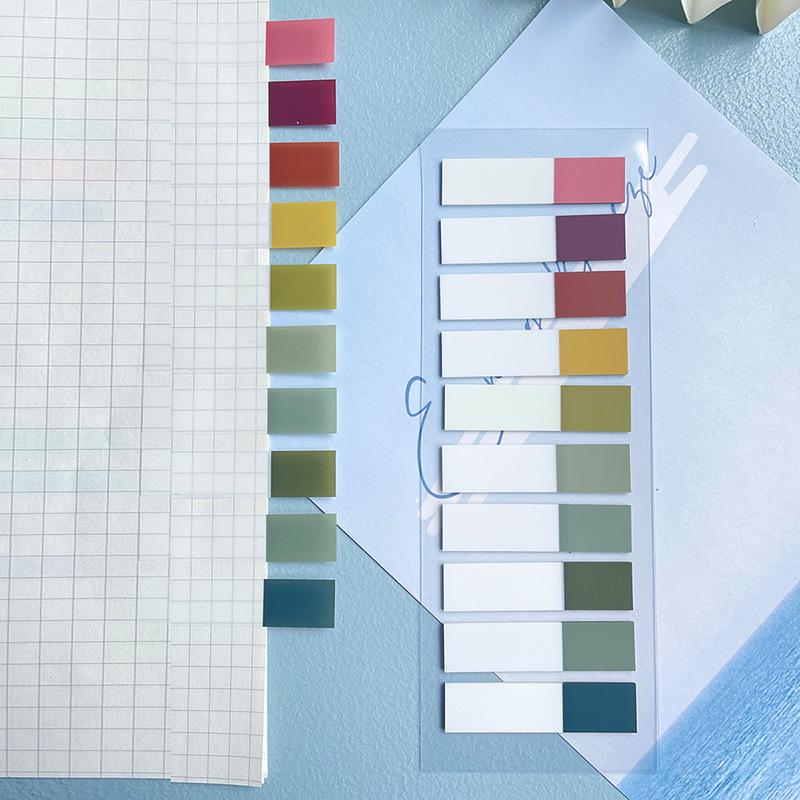 Morandi Translucent PET Index Stickers - Vanilla Autumn Series, Writable Sticky Notes & Markers