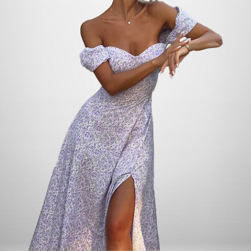 

Новая летняя женская одежда Элегантное и модное цветочное платье на одно плечо для женщин 3XL фиолетовый