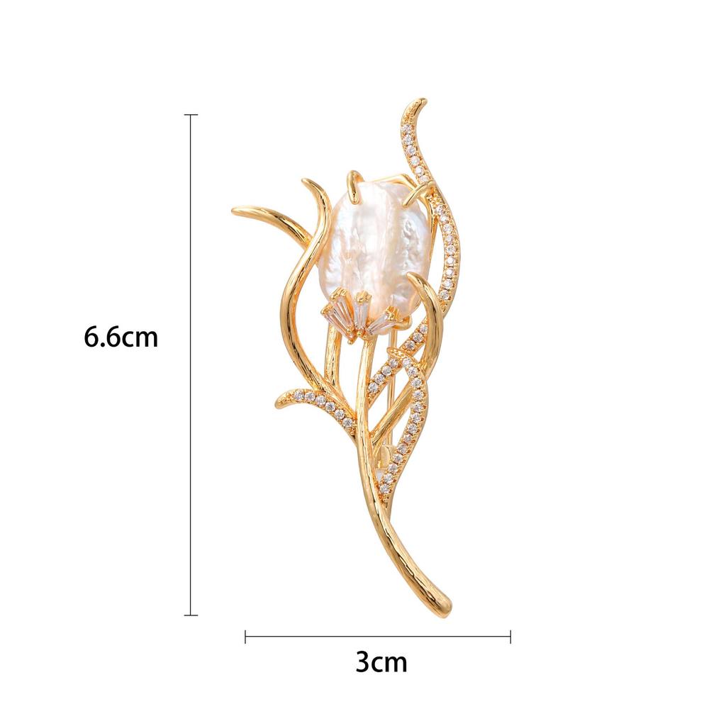 Snowflake & Butterfly Zircon Brooch with Freshwater Pearl for Women's Korean Style Suit Coat