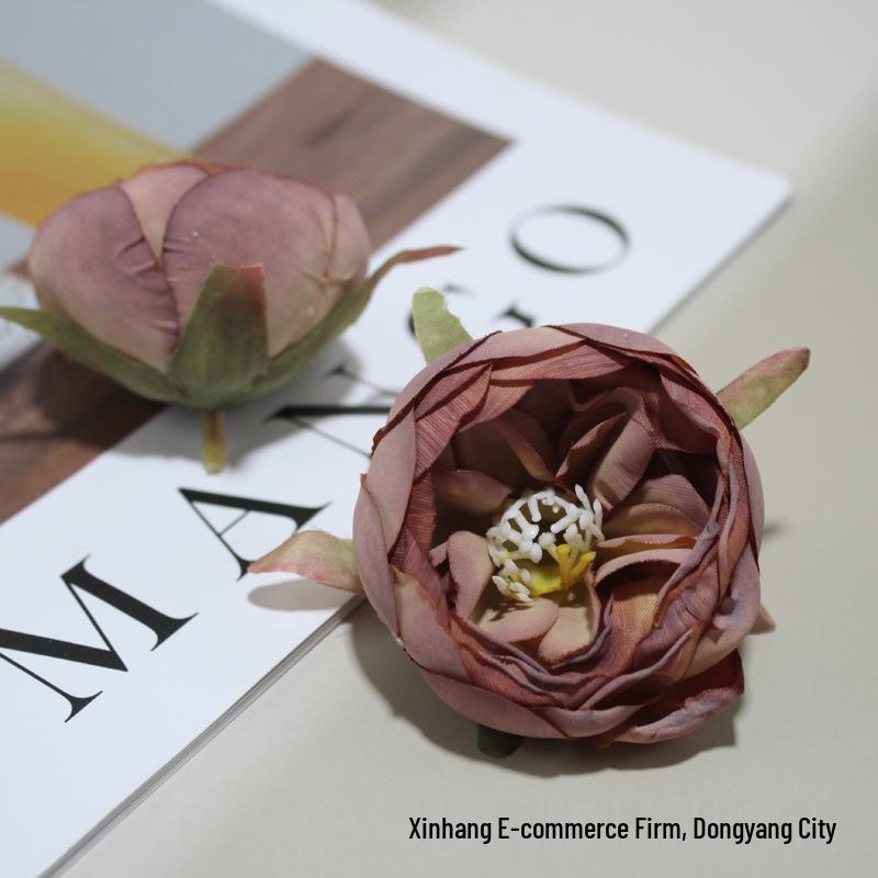Rose & Camellia Bud Artificial Flowers DIY Hairpin Headwear for Weddings & Festivals