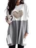 T-shirt Lunga da Donna Manica Lunga Wish Love Colori a Contrasto Girocollo Stampa