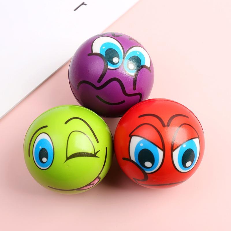 Funny Sponge Pressure Expression Soft Ball Squeeze Funny Expression Children's PU Foam Soothing Toy Wrist Action Toy Ball