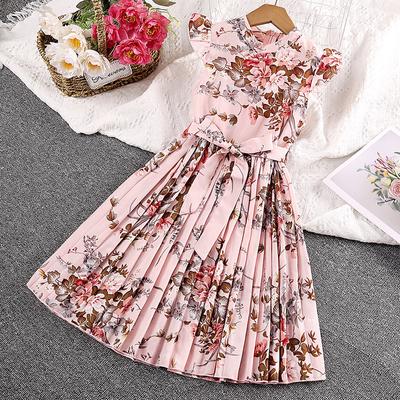 2023 verão infantil estampado princesa saia vestido de menina