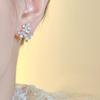 Summer small fresh oil dripping flower earrings fashionable and sweet temperament versatile earclips niche sweet and advanced earrings