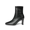 Small brown high-heeled short boots women's autumn and winter boots new small ankle boots square head thick heel thin boots