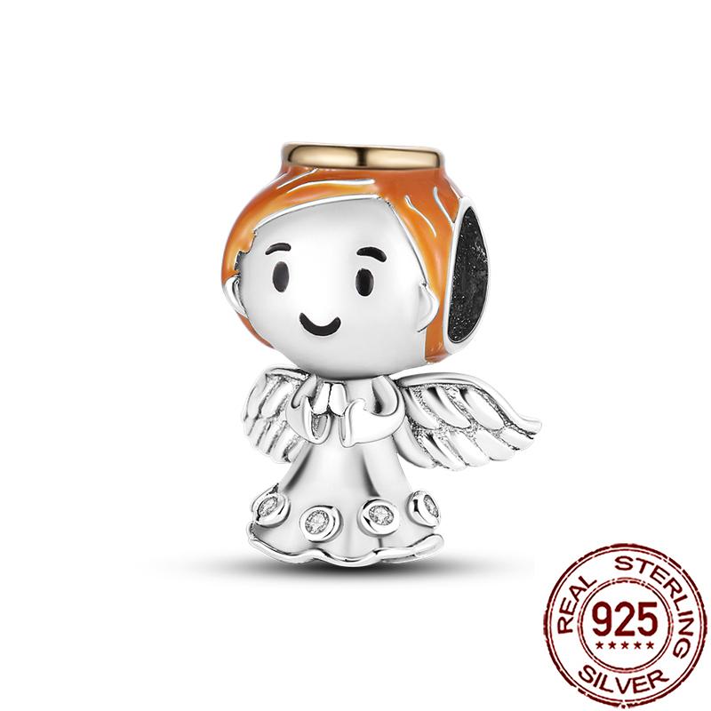 Charms Copper Angel Crucifix Cross Dangle Religious Beads Fit Snake Chain Bracelet Necklace Women Diy Jewelry