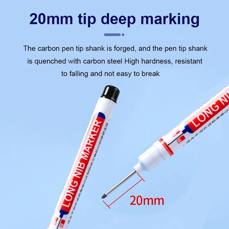 6Pcs/Set 20MM Long Nib Markers Deep Hole Head Four Color Waterproof Marker Pens For Woodworking Metal Marker Tools Art Supplies