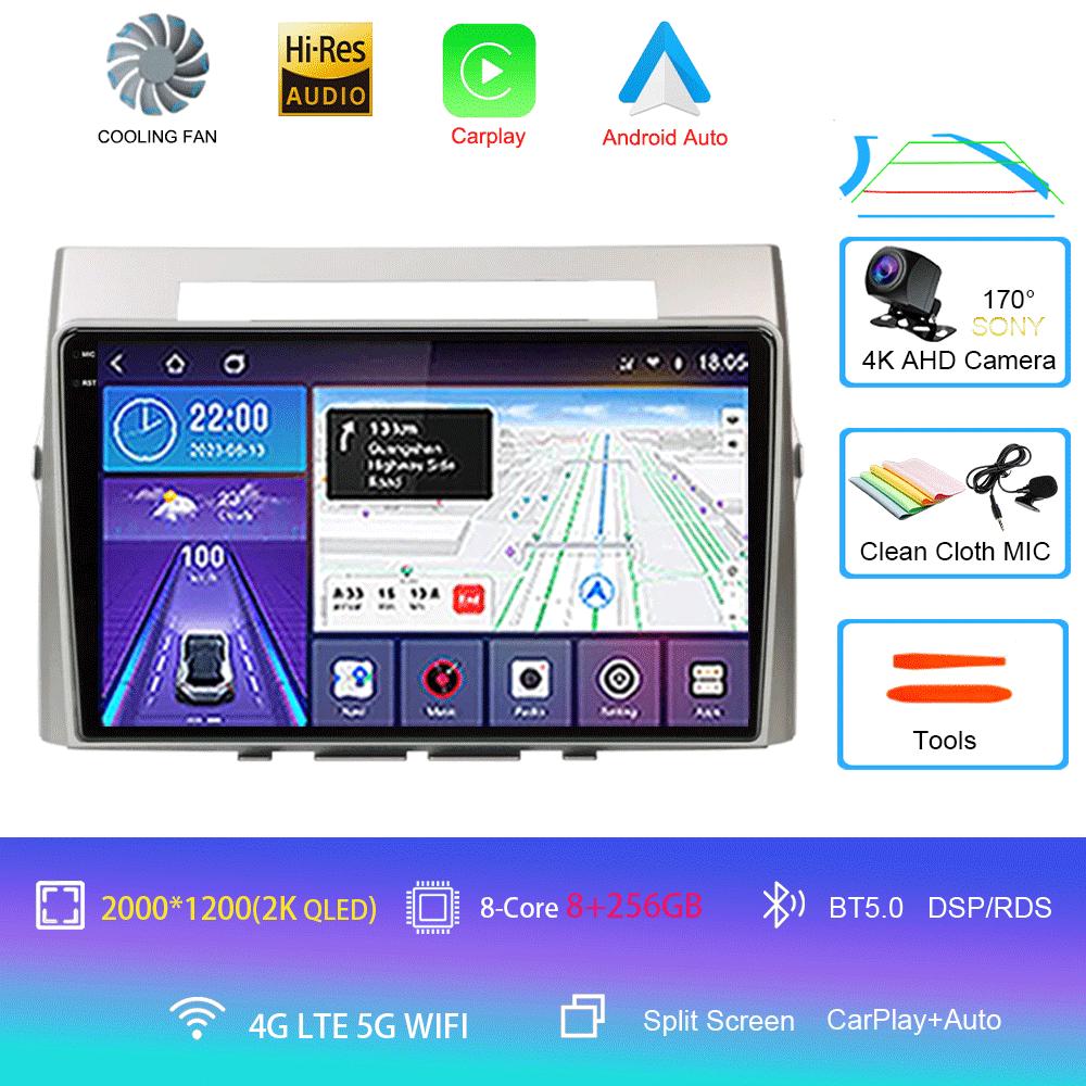 9inch Android 14 Car RadioFor Toyota Corolla Verso AR10 2004-2009 Multimedia Player Android Auto Wireless Carplay GPS 2Din DVD