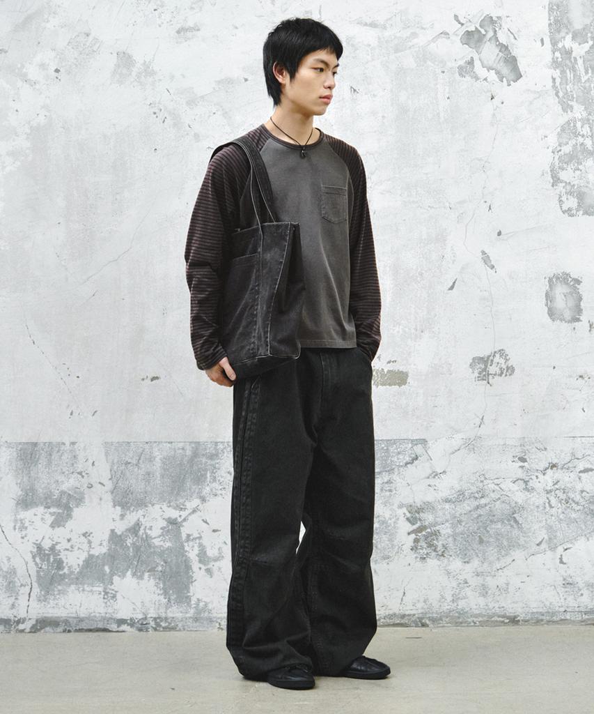 INTEMPOMOOD Track Washed Cotton Wide Pants_Charcoal