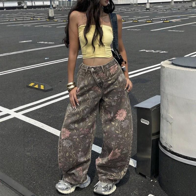 2026 High Waist Wide Leg Straight Cut Denim Jeans Women Slimming Fit Streetwear Style Mid-Rise Loose Trousers