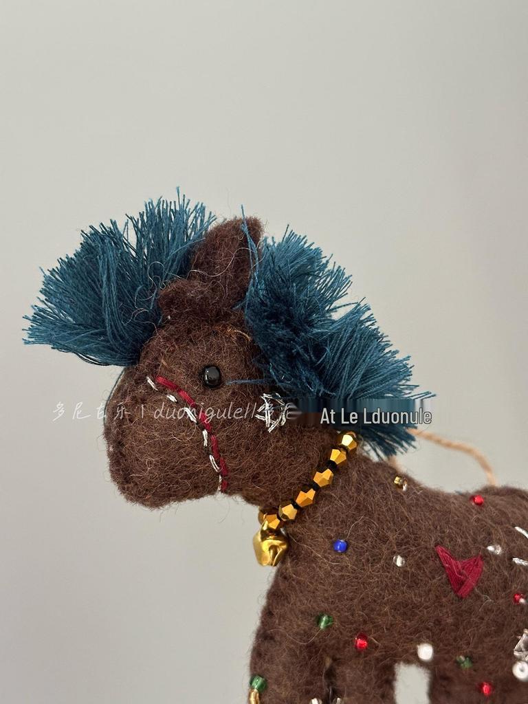 Nepal Handmade Wool Felt Pony Tassel Bag Charm Keychain Ornament