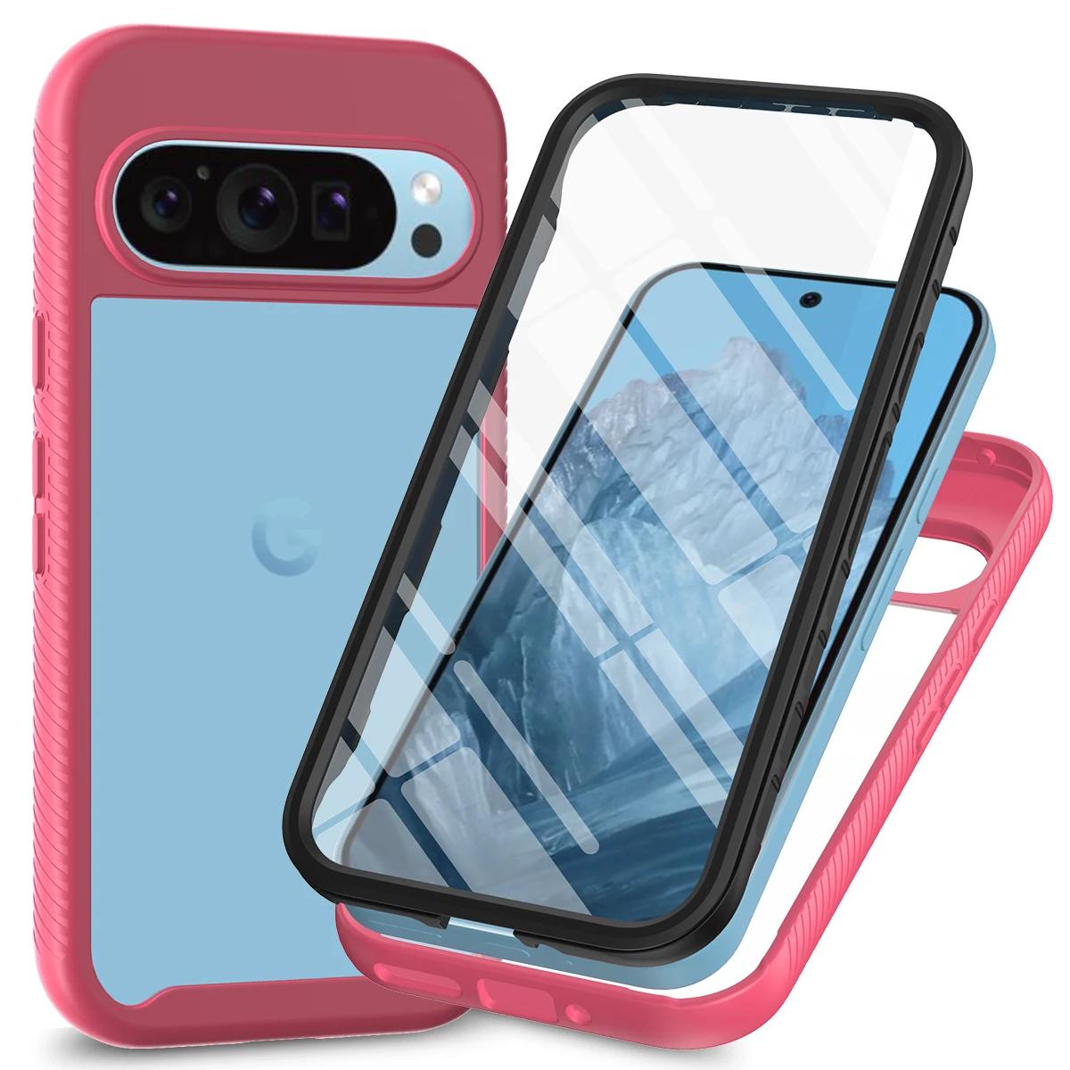 

Hot Sales Rugged Armor Transparent Shockproof Phone Case for Google Pixel 10 9 8 7 A Pro XL Built-in Screen Protect Hard Cover Case & Screen Protector&Google Pixel 8