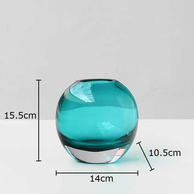 

Gradient Color Glass Vase Transparent Round Flowers Pots Desk Decoration Flower Arrangement Floral Vases Room Aesthetic Decor