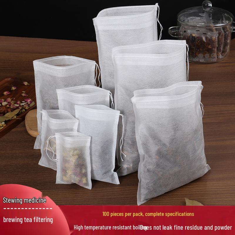 Disposable Non-Woven Herbal Decoction and Seasoning Filter Bag 5*7 cm Drawstring Non-woven Bag [100 pcs]