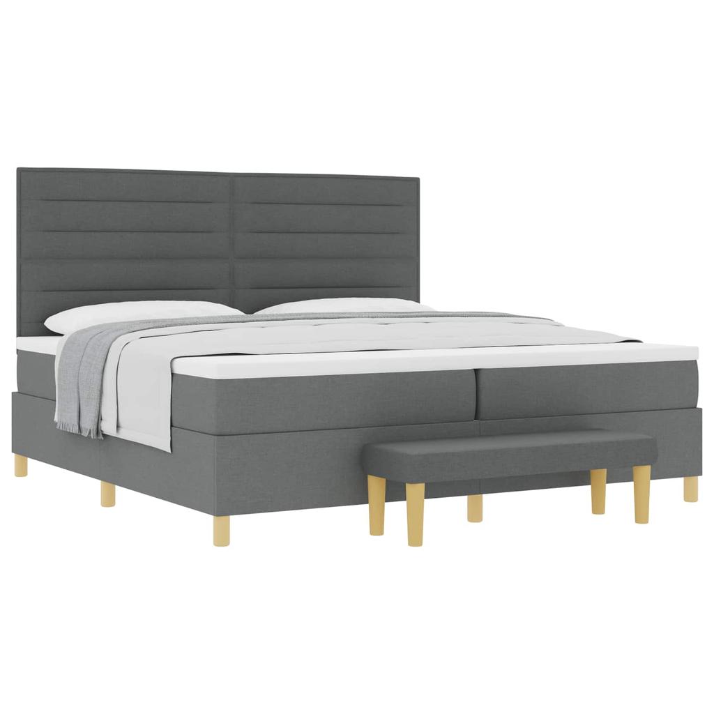 Box Spring Bed with Mattress Dark Gray 200 x 200 cm Fabric