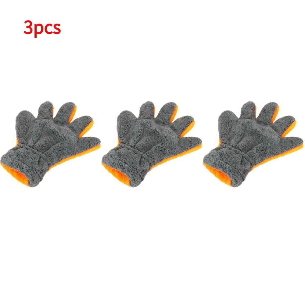 Double-Sided Coral Fleece Car Cleaning Gloves Scratch-Free Wash Five-Finger Design for Car Glass Wheels Cleaning Towel Gloves