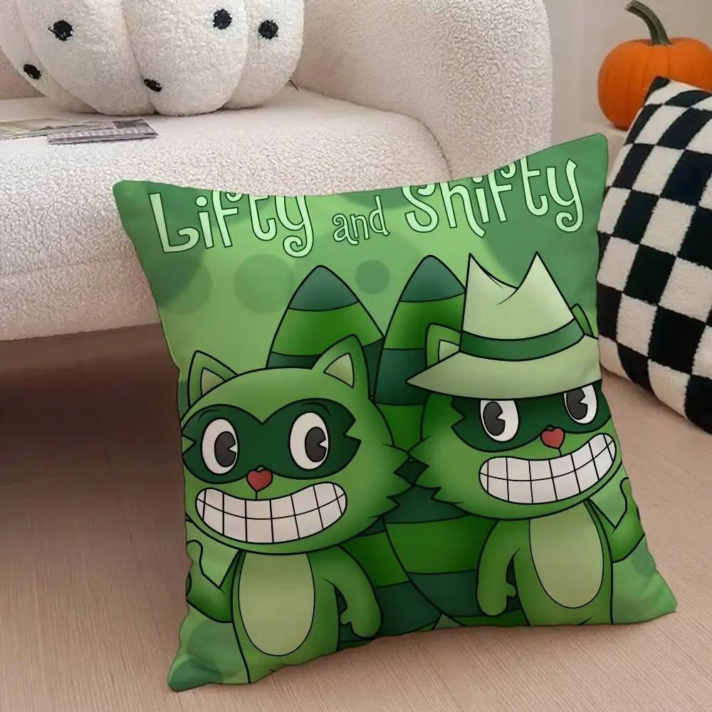 Happy Tree Friends Pillowcase Double Sided 2Dprint Soft Pillow Cover With Hidden Zipper Decor Sofa Bedroom Living Room Vibe Gift