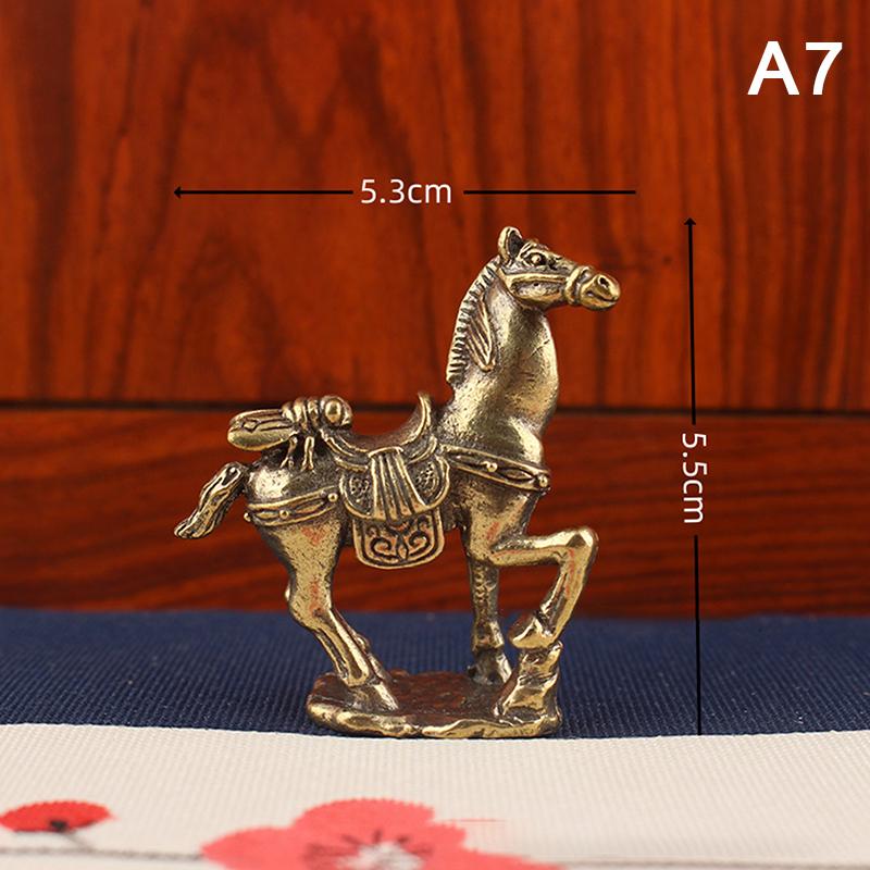 Creative Metal Craft Home Decorations Vintage Brass Horse Statue Desktop Ornament Decoration Zodiac Horse Statue Stereoscopic