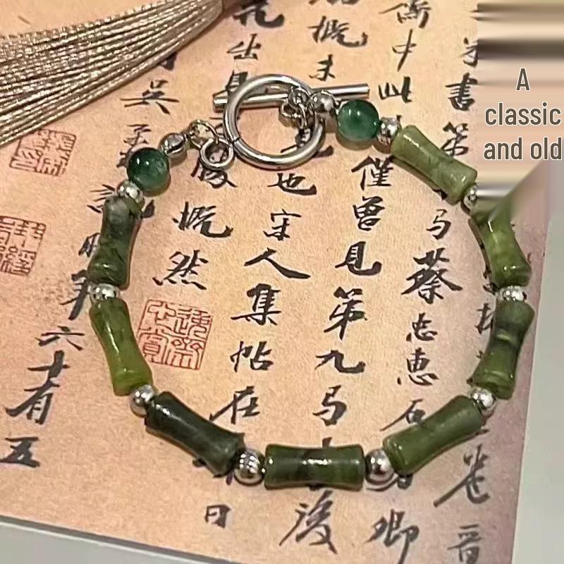Retro Green Tea Beaded Bracelet: Elegant, High-End Chinese-Style Jewelry
