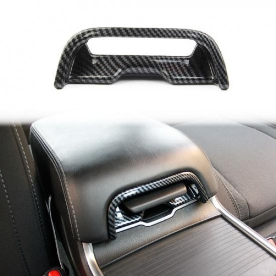 Carbon fiber style central armrest box switch cover trim for Dodge Charger