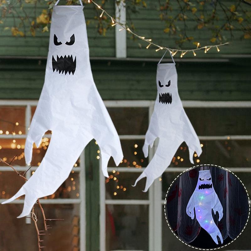 Halloween Floating Ghost Courtyard Hanging Ghost Hung On The Trees Halloween Scary Horror Atmosphere Decor Night Luminous Light