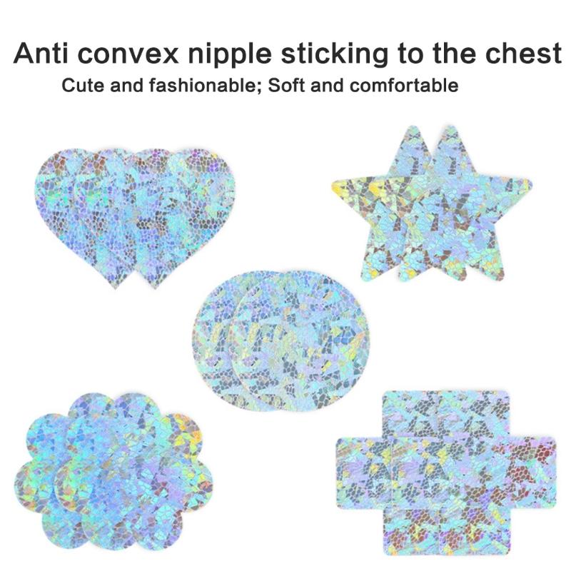20 Pairs Women Sexy Self Adhesive Nipple Covers Colorful Ice Crack Pattern Disposable Breast Stickers Pasties Sticky Bra