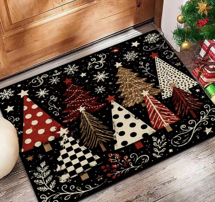 Christmas Gingerbread Man Design Doormat Premium Flannel Suitable for Decorating Bathrooms Living Rooms Bedrooms Kitchens Mat