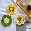 Flower Crochet Coasters Handmade Cute Coasters Knitted Drink Coaster Coffee Cup Mat Home Office Desktop Decoration Creative Gift
