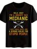 Casual Crew Neck T-shirt with Funny Mechanical Mechanic Graphic - "Walk Away