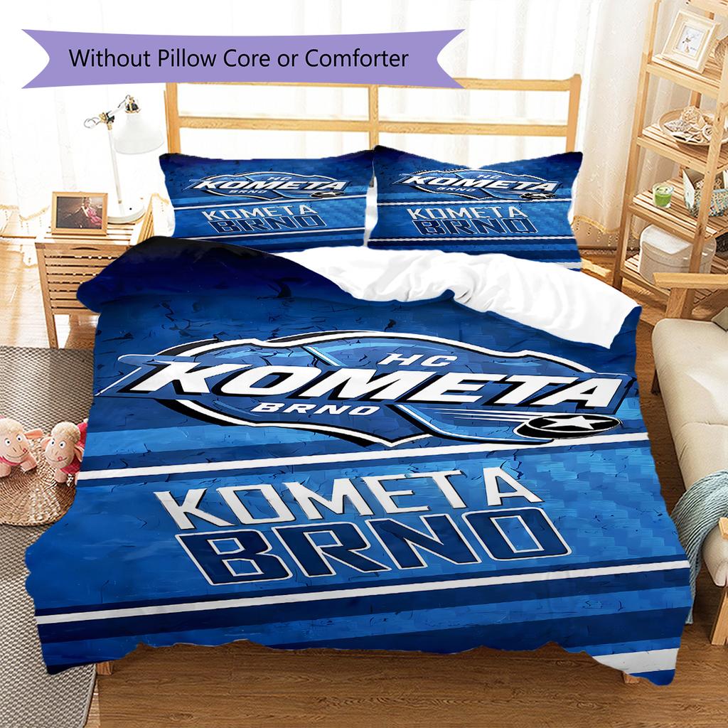 HC Kometa Brno Vzorované povlečení, Sada přikrývky Povlak na přikrývku Povlak na polštář Domácí Dárek k narozeninám (1 * povlak na peřinu + 2 * povlak na polštář, bez jádra)
