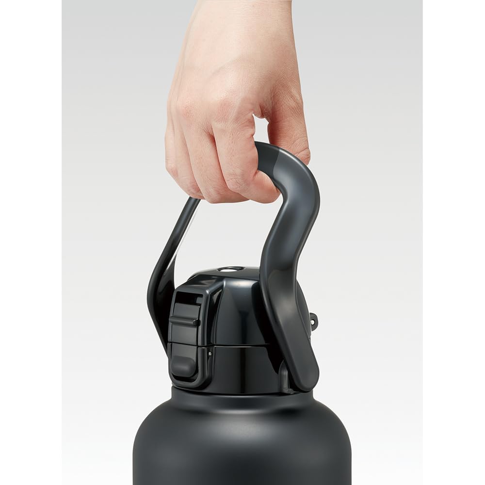 Skater Stainless Steel Water Bottle with 2L 2000ml Vacuum Black STD20H-A Handle, Capacity, One-Push Operation, Double-Layer Thermos,