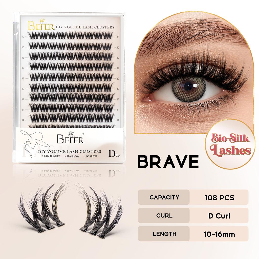 Befer 144pcs Lash Clusters 3D Natural Fluffy Cluster Lashes DIY Lash Extension 10-16mm Hight Quality Soft Super Thin Band Makeup