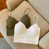 Women Crop Top Sexy Solid Color Sleeveless Straps Tank Tops Ribbed Slim Camis Basic Underwear Lingerie Padded Bra Tops LM