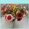 3 Head Artificial Dahlia Chrysanthemum Bouquet For Wedding Floral Home Decor