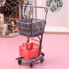 1/12 Dollhouse Mini Shopping Cart Supermarket Shopping Basket Model Dollhouse Supermarket Decoration Accessory Pretend Play Toy