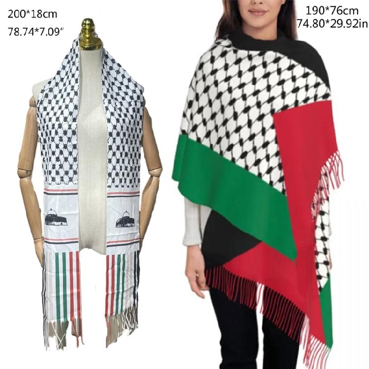 Winter Palestinian Scarf with Tassels for Religious Ceremonies Windproof Scarf