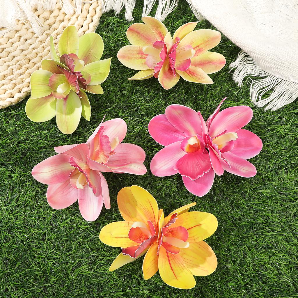 AWAYTR Kolorowa Orchidea Cymbidium Spinka do Włosów Kaczydziobowa Floralne Klipsy do Włosów Walentynkowe Nakrycie Głowy Akcesoria do Włosów Dziewczynki Prezent Festiwalowy