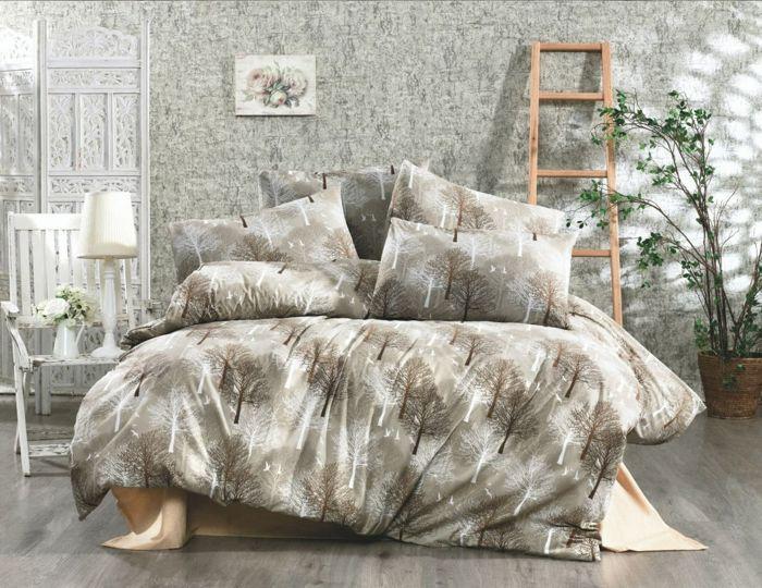 Parure de lit - TREE - Beige - 220x240 cm - 80% Coton - 2 Taies d'oreillers