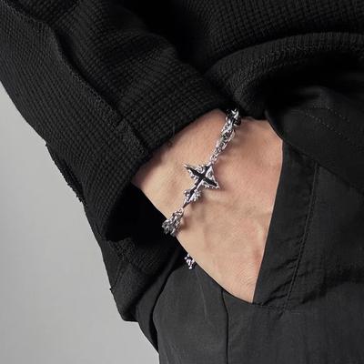 Dark Gothic Cross Chain Bracelet for Men Luxury Titanium Steel Unisex Minimalist Design Trendy American Style