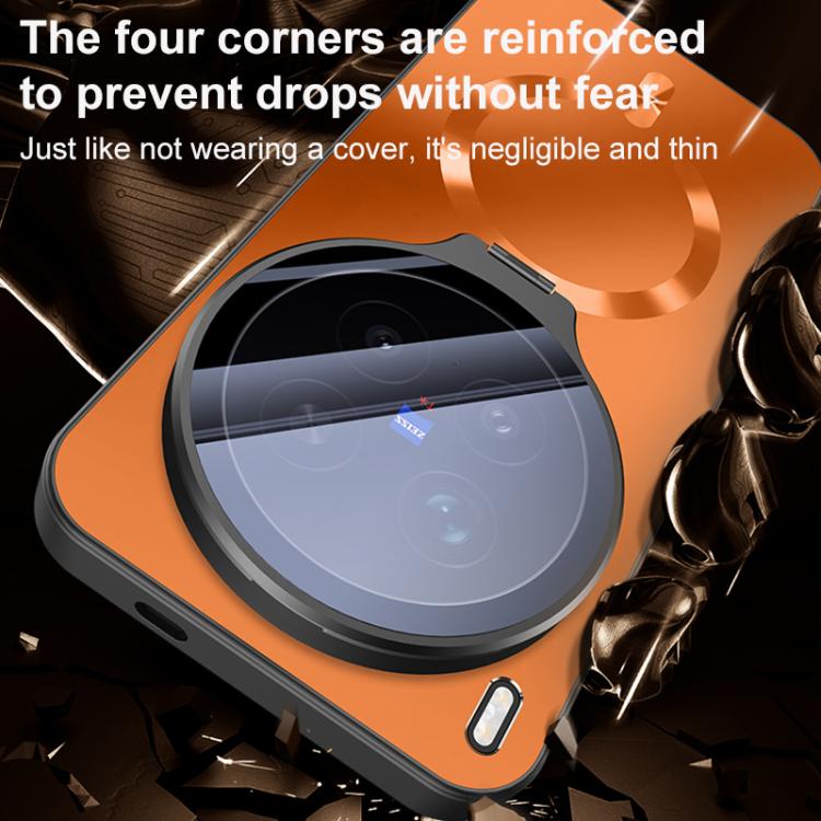 Ice Magnetic Straight Edge Lens Holder Shockproof Phone Case for vivo X200 Ultra, Heat Dissipation Wireless Charging Cover